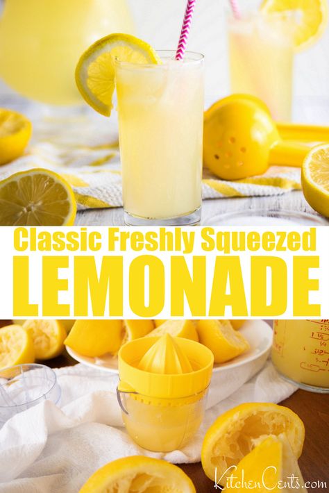 Make Lemonade Out Of Lemons, Homemade Fresh Lemonade Recipe, How To Make Fresh Squeezed Lemonade, Recipes For Lemonade, Diy Lemonade Recipe, Different Types Of Lemonade, Freshly Squeezed Lemonade, Hot Dog On A Stick Lemonade Recipe, Hand Squeezed Lemonade