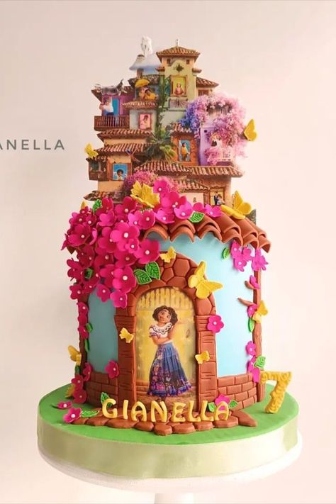 List of 15 beautiful Encanto Cake Design image ideas that may encourage you to have custom cake designs for your upcoming birthdays, weddings, anniversaries and special events. Image Credit @vanellaoficial #encanto #encantocake #encantodisney #disney #cakeencanto #tortaencanto #santiagodechile #chile #pinkcake #birthdaycake #cakeart #cakeartist #cakeoftheday #cakecakecake #cakedesigner #cakestencil #cakeinspiration #floralcake #buttercreamcake Birthday Cake Design Ideas, Encanto Theme, Encanto Cake, Cake Design Ideas, Super Mario Cake, Theme Birthday Cake, Bolo Barbie, Mario Cake, Cake Designs Images