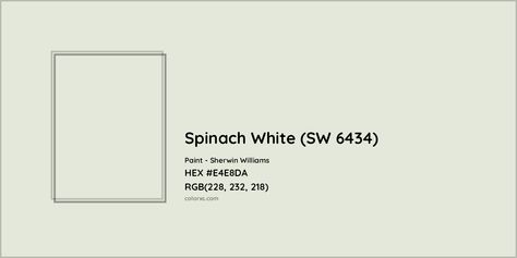 Sherwin Williams Spinach White (SW 6434) Paint color codes, similar paints and colors Spinach White Paint Color, Sherwin Williams Spinach White, Spinach White Sherwin Williams, White Sherwin Williams, Munsell Color System, Sherman Williams, Analogous Color Scheme, Paint Color Codes, Rgb Color Codes