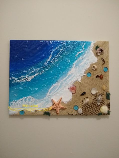 Beach Crafts Diy Ocean Themes, Beach Art Diy, Seashell Art Diy, Beach Themed Crafts, Seashell Projects, Nautical Crafts, Easy Acrylic Painting, Afrique Art, Shell Crafts Diy