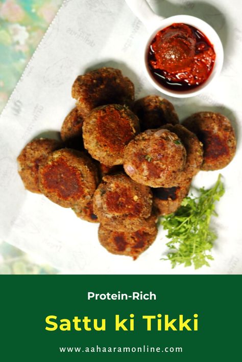 Do try this easy-to-make Sattu Tikki at home. I pre-cook the Sattu mix a bit, so the tikkis are soft and moist. That they are protein-rich is just a bonus. :) #vegan #vegetarian #SattuKiTikki #recipe #protein #indianfood #indianfoodie #veganfood Protein Rich Breakfast Ideas Indian, Protein Rich Foods Vegetarian Indian, Sattu Recipes Ideas, Protein Rich Foods Vegetarian, Sattu Recipe, Vegetarian Lunchbox, Veg Protein, Rich Recipes, Box Recipes