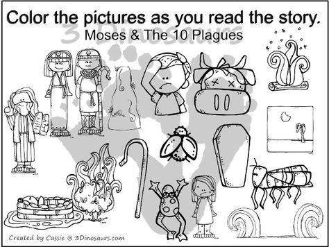 Free Moses & The Ten Plagues Pack | 3 Dinosaurs Moses And The Ten Plagues Activity, Moses Plagues, 10 Plagues, Plagues Of Egypt, Super Coloring Pages, Ten Plagues, Preschool Boards, 3 Dinosaurs, Preschool Colors