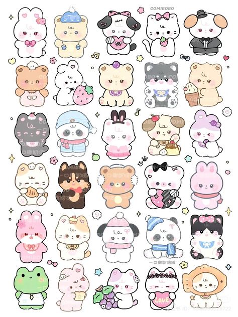 Emoji Printable Stickers, Kawaii Journaling Stickers, Cute Stickers Printable Kawaii Planners, Cute Kawaii Stickers Diy, Free Printable Stickers Templates, Kawaii Korean Stickers Printable, Easy Stickers To Draw, Cute Kawaii Drawings Doodles, Kawaii Stickers Printable Scrapbooking