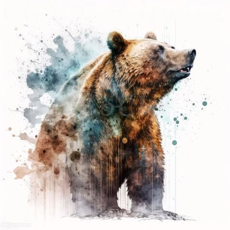 Grizzly Bear Clipart 20 High-quality Jpgs Wall Art Paper - Etsy Czech Republic Anger Art, Bear Watercolor, Bear Tattoos, Bear Paintings, Cute Polar Bear, Bear Clipart, Bear Decor, Bear Art, Grizzly Bear