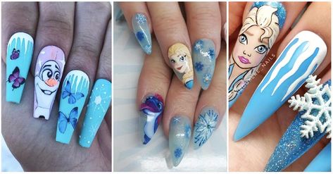 [UPDATED] 30+ Spellbinding Frozen Nail Designs Frozen Nail Designs, Disney Nail Design, Disney Frozen Nails, Frozen Nail Art, Disney Themed Nails, White Short Nails, Frozen Nails, Disney Princess Nails, Disney Nail Designs