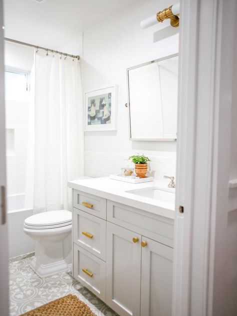 Transitional Bathrooms, Small Full Bathroom, Full Bathroom Remodel, Small Bathroom Renovation, Hall Bathroom, Bathroom Remodel With Tub, Girls Bathroom, Upstairs Bathrooms, Bathroom Redo