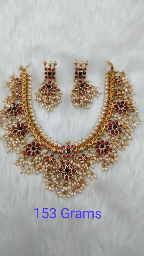 Butta Pusalu Necklace, Pusala Haram, Gutta Pusalu Jewellery, Pusalu Jewellery, Latest Gold Necklace Set, Latest Gold Necklace, Guttapusalu Haram, Hyderabadi Jewellery, Guttapusalu Necklace