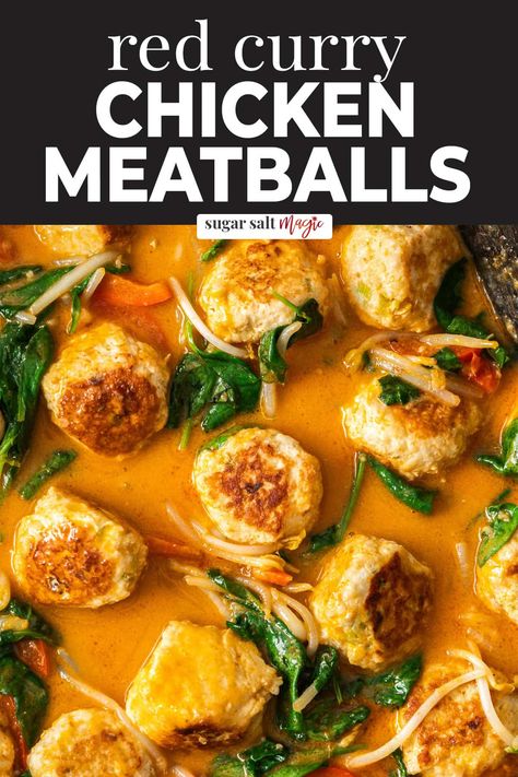 Bali Recipes, Curry Chicken Meatballs, Thai Red Curry Chicken, Thai Meatballs, Thai Curry Sauce, Curry Meatballs, Red Curry Chicken, Tasty Meatballs, Vegetarian Crockpot