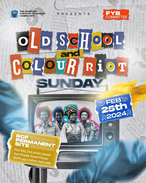 FYB Colour riot day flyer design Flyer Design Ideas Graphics, Event Poster Design Inspiration, Professional Flyer Design, Christian Graphic Design, Business Pinterest, Graphic Shapes Design, Graphic Design Tutorials Learning, Church Poster Design, Desain Editorial