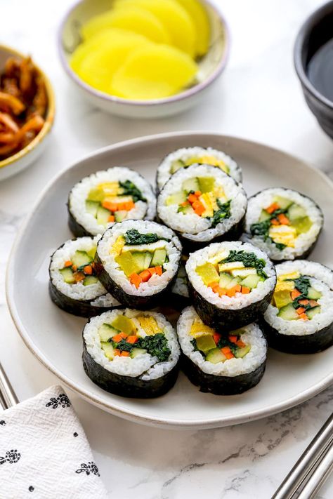 Vegetarian Kimbap (Gimbap) | Pickled Plum Kimbap Photography, Kimbap Vegetarian, Vegetarian Kimbap, Nutrition Facts, Plum, Nutrition, Essen