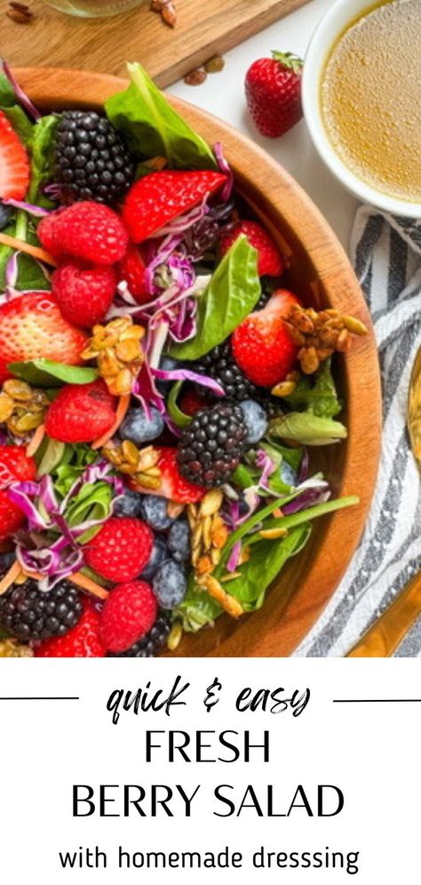 Fresh Summer Berry Salad with Homemade Vinaigrette Summer Berry Salad, Berry Salad Recipe, Apple Cider Vinaigrette, Homemade Vinaigrette, Cider Vinaigrette, Homemade Apple Cider, Simple Vinaigrette, Berry Salad, Holiday Meal