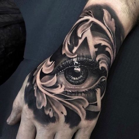 Realistic Eye Tattoo, Egyptian Eye Tattoos, Hand Tattoo Designs, All Seeing Eye Tattoo, Filigree Tattoo, Octopus Tattoo Design, Wicked Tattoos, Cool Forearm Tattoos, Neck Tattoo For Guys