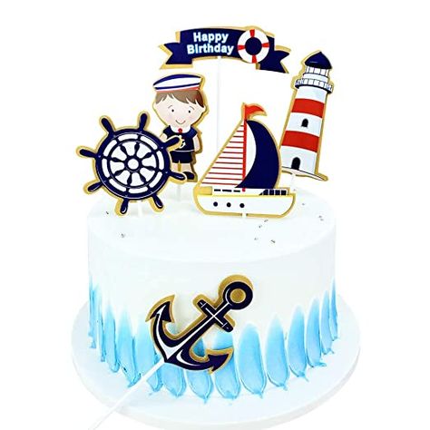 Nautical Theme Cake, Sailing Birthday, Nautical Birthday Cakes, Ocean Sailing, Nautical Birthday, Ocean Kids, Theme Cake, Nautical Theme, Themed Cakes