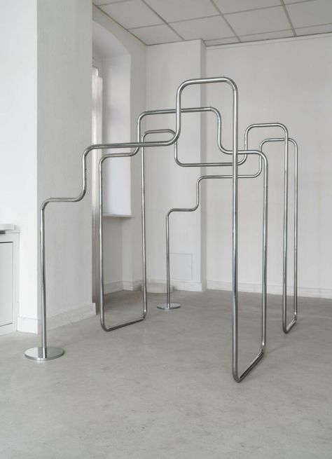 Industrial Space Design, September Studio, Bauhaus Interior Design, Studio Design Ideas, Industrial Clothing Rack, Industrial Clothing, Wassily Chair, Clothing Store Interior, Steel Rack