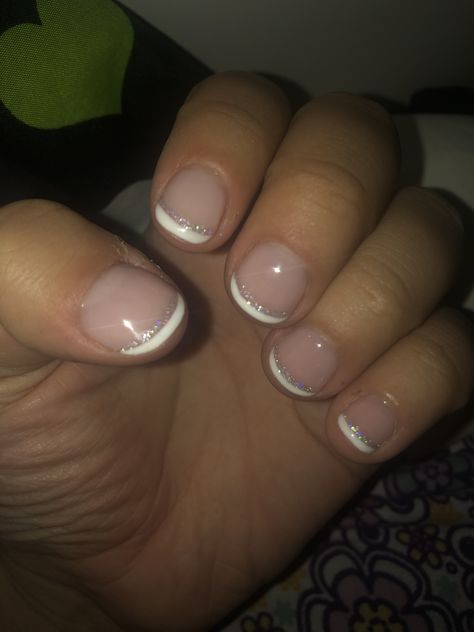 Glitter line french French Tip With Glitter Line, French Tip Glitter, Glitter French Tips, French Nails, Sparkle, Glitter, Nails, Beauty