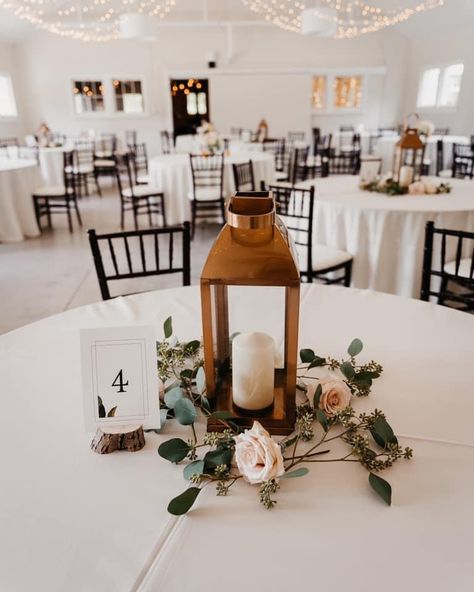 Simple Centerpieces For Round Tables, Wedding Centerpieces With Lanterns, Round Wedding Tables, Table Lanterns, Lantern Centerpiece Wedding, What Dreams May Come, Reception Table Decorations, Rustic Chair, Simple Centerpieces