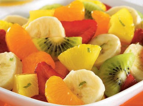 HONEY-LIME FRUIT TOSS | Just A Pinch Recipes Dole Recipes, Lime Fruit, Banana Cream Pudding, Dole Pineapple, Mandarin Oranges, Lime Peel, Canned Pineapple, Honey Lime, Lime Zest