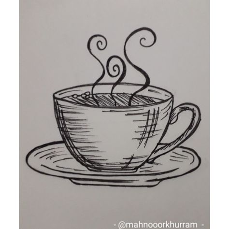 Tea Cup Aesthetic Drawing, Cup Of Tea Drawing Simple, Cup Of Tea Aesthetic Drawing, Tea Cup Drawing Simple, Tea Drawing Aesthetic, Tea Cup Sketch, Cup Of Tea Drawing, Tea Tattoos, Log Drawing