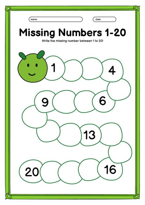 Practice counting and number recognition with these missing numbers worksheets from 1 to 20. Strengthen your child's math skills and understanding of number sequences. Don't miss out on the opportunity to boost your child's math proficiency! #MathWorksheets #MissingNumbers #NumberSequence #mathworksheetsmissing Maths Worksheet Preschoolers, Maths Kindergarten Worksheets, Counting Practice Worksheets, Maths Worksheet For Preschool, Counting For Preschool, Math For Preschoolers Worksheets, 1 Class Worksheets Maths, In And Out Worksheet, Number Counting Worksheets Preschool