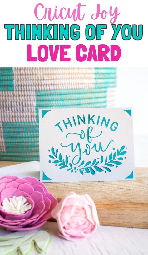 Lately, I've been wanting to send a note of encouragement to those around me. While it's been a tough year, things can only get better. I've been focused on using my #CricutJoy to spread joy. #CricutMade Cricut Thinking Of You Cards, Note Of Encouragement, Free Cricut, Cricut Craft, Cricut Joy, Card Crafts, Cricut Cards, Silhouette Ideas, Cricut Free