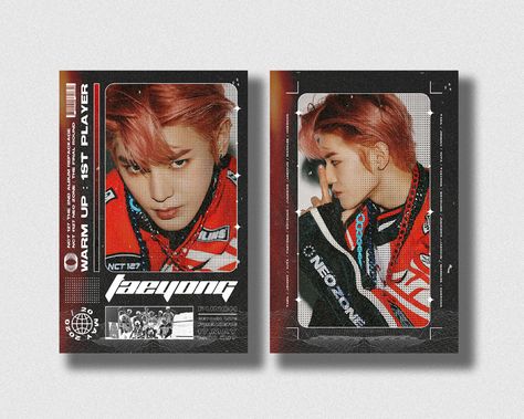 Kpop Card Design, Nct Graphic Design, Id Card Design Kpop, Artbook Design, Photocard Frame, Kpop Design, Blue Aesthetic Dark, Kpop Posters, Album Book