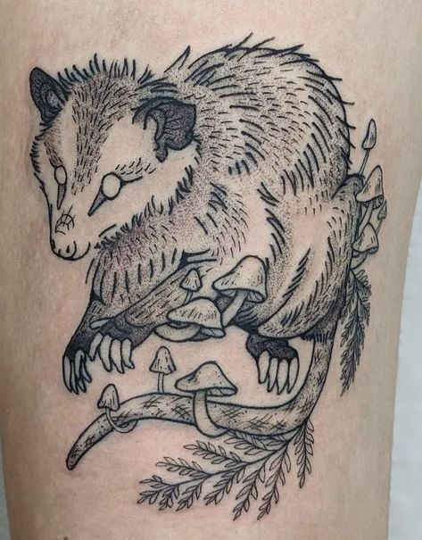 #opossum #mushrooms #nature #naturetattoo #blackwork #dotwork #aesthetic #tattoo #tattooideas #tattooart #tattoosforwomen #gothgirl #darkart #dark #tattoodesign #tiktok #pinterest #art #design #designideas #artwork #artist #tattoos #tattooed #girlswithtattoos #love #tattoolife #blackandgreytattoo #tattooed #picoftheday #gothic #dark #grunge #alternative #horror #black #creepy #darkartists #ink #dots #halloween Opossum Tattoo, Horror Black, Mushrooms Nature, American Traditional Tattoo Ideas, Traditional Tattoo Ideas, Funky Tattoos, Dotwork Tattoo, Sick Tattoo, Pinterest Art