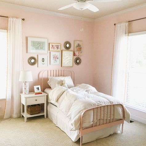 GIRLS' ROOMS | KRISTEN HART Angelic Sherwin Williams Sherwin Williams Angelic, Pink Toddler Rooms, Bedroom Painting Ideas, Bedroom Makeover Ideas, Pink Bedroom Design, Pink Paint Colors, Bedroom Painting, Toddler Girl Room, Sleek Furniture