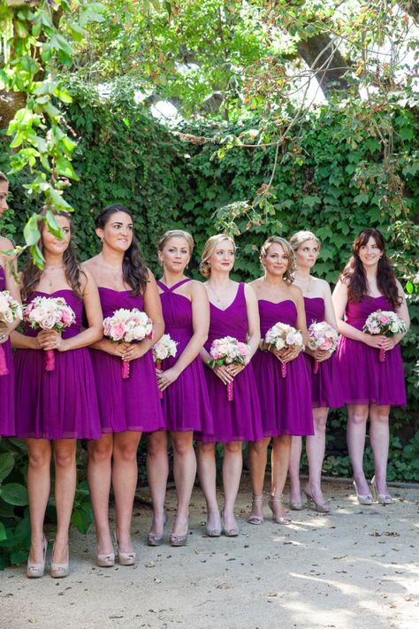 Bridesmaids in radiant orchid: http://www.stylemepretty.com/2014/09/23/15-ways-to-infuse-radiant-orchid-into-your-fall-wedding/ Makeup Bridesmaid, Wedding Purple, Sonoma Wedding, Purple Bridesmaids, Orchid Wedding, Bridesmaids Photos, Purple Makeup, Purple Bridesmaid Dresses, Wedding Color Inspiration