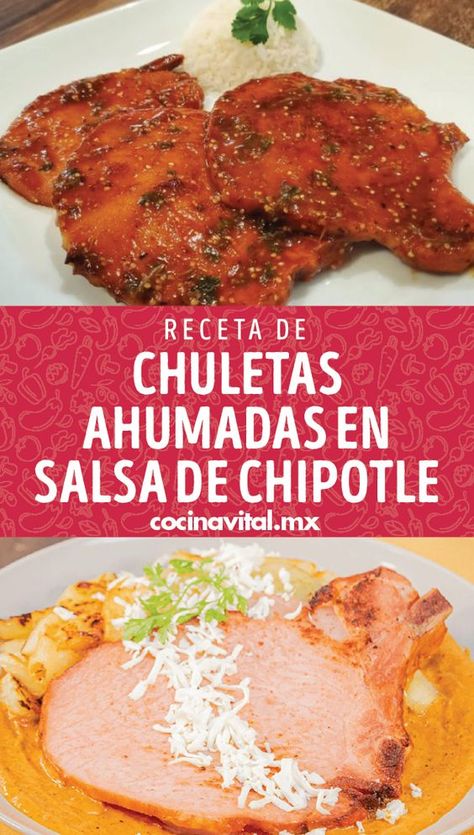 ¡Deliciosas chuletas ahumadas en salsa chipotle! Las chuletas de cerdo ahumadas las puedes preparar en diversos platos, no sólo fritas en la sartén. Chile Guajillo