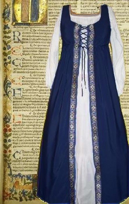 Costume Renaissance Medieval SCA Garb Navy Floral Frt Lcng Size Flex Cotton L XL Sca Garb, Medieval Gown, Irish Style, Medieval Garb, Medieval Clothes, Medieval Costume, Period Outfit, Medieval Clothing, Medieval Dress