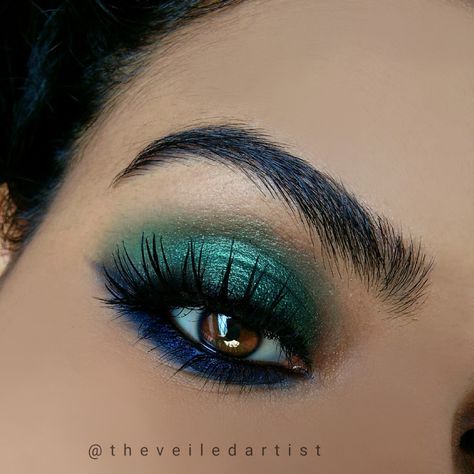 Blue Green Gold Eye Makeup, Blue Green Smokey Eye, Blue And Green Smokey Eye, Green Eye Makeup Tutorial Step By Step, Blue Green Eyeshadow Looks, Blue Green Makeup Look, Blue And Green Eyeshadow Looks, Blue And Green Makeup Looks, Green And Blue Eyeshadow Looks