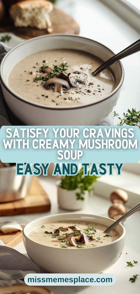 Satisfy your cravings with this creamy mushroom soup that combines simplicity and elegance. This easy mushroom soup recipe is perfect for busy weeknights or leisurely weekends. Featuring sautéed onions, garlic, and a mix of your favorite mushrooms, the depth of flavor will impress your family and friends. Blend it to your desired texture for a comforting bowl that’s both hearty and healthy. Don’t forget to garnish with fresh herbs for that restaurant-quality finish! Crockpot Mushroom Soup, Blended Soup Recipes, Blended Soup, Easy Mushroom Soup, Mushroom Bisque, Sautéed Onions, Mushroom Soup Recipe, Mushroom Vegetable, Bisque Soup