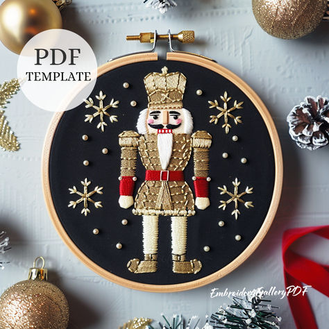 Christmas Embroidery Patterns Free, Embroidered Nutcracker, Nutcracker Embroidery, Empress Matilda, Xmas Embroidery, Nutcracker Crafts, The Nutcracker Ballet, Christmas Soldiers, Christmas Embroidery Patterns