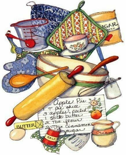 Vintage Cooking Images, Kitchen Clipart, Recipe Album, Susan Branch, Branch Art, Recipe Scrapbook, Susan Winget, Sugar Pie, Kitchen Things