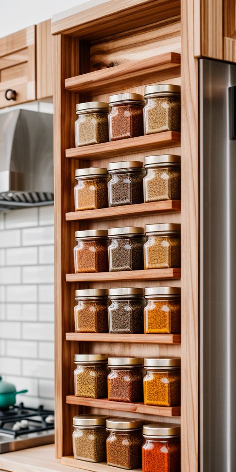 Create a wooden spice jar rack with magnetic lids for easy access and a contemporary kitchen display. Create a Wooden Spice Jar Rack with Magnetic Lids: Enhancing Access and Aesthetics in Your Contemporary Kitchen Introduction Importance of an organized kitchen Benefits of using a spice jar rack with magnetic lids Understanding the concept of a spice jar rack with magnetic lids What is a... Spice Rack Tray, Texas Kitchen, Wooden Spice Rack, Organized Kitchen, Mediterranean Kitchen, Kitchen Display, Spice Jar, Spice Jars, Spice Rack