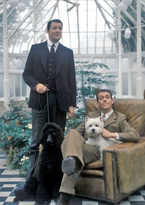 Stephen Fry and Hugh Laurie as 'Jeeves & Wooster' Jeeves And Wooster, Stephen Fry, Hugh Laurie, British Comedy, West Highland White, West Highland Terrier, West Highland White Terrier, White Terrier, West Highlands