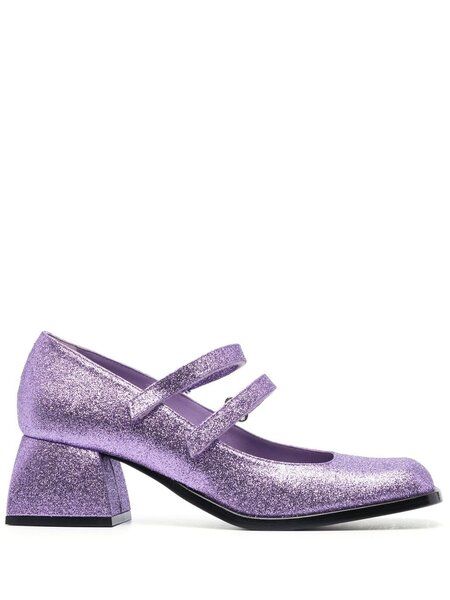 Amethyst purple Made from calf leather Glitter embellishment Double-strap design Square toes Branded…. Color:purple #adv womens #shoes #pumps # Manolo Blahnik Hangisi, Jeweled Shoes, Shoes Purple, Fabric Glitter, Velvet Pumps, Ballerina Shoes Flats, Slip On Espadrilles, Black Pumps Heels, Satin Pumps