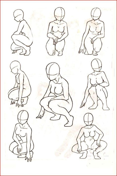 Sketch Of Someone Sitting, Crouched Down Pose Drawing, Women Crouching Pose, Body Sitting Reference, Women Kneeling Pose Drawing, Anime Sitting Pose Reference, Straddle Pose Reference Drawing, Person Crouching Drawing, Drawing Someone Sitting