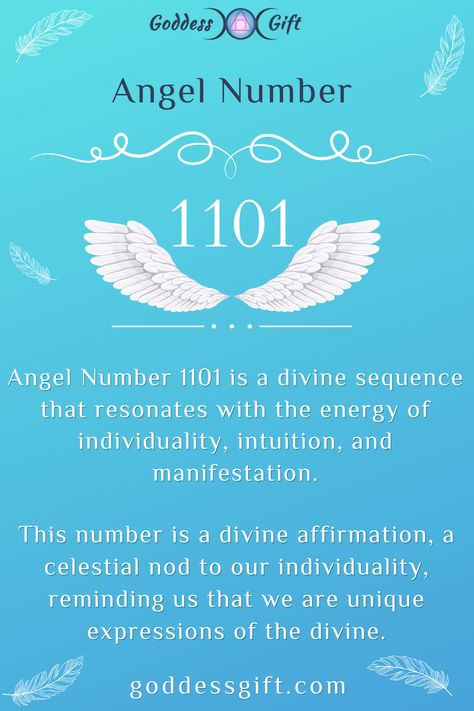 Angel Number 1101 is a divine sequence that resonates with the energy of individuality, intuition, and manifestation. Learn more - https://goddessgift.com/angels/1101/ #AngelNumber1101 #DivineGuidance #Numerology #SpiritualAwakening #Manifestation #ChangeIsGood #GrowthMindset #SpiritualJourney #NumerologyMeaning #AngelMessages #GoddessGift #ManifestYourDreams 1101 Angel Number Meaning, 1101 Angel Number, Angel Number Meaning, Angel Number Meanings, Manifesting Dreams, Divine Timing, Number Meanings, Inner Wisdom, Angel Messages