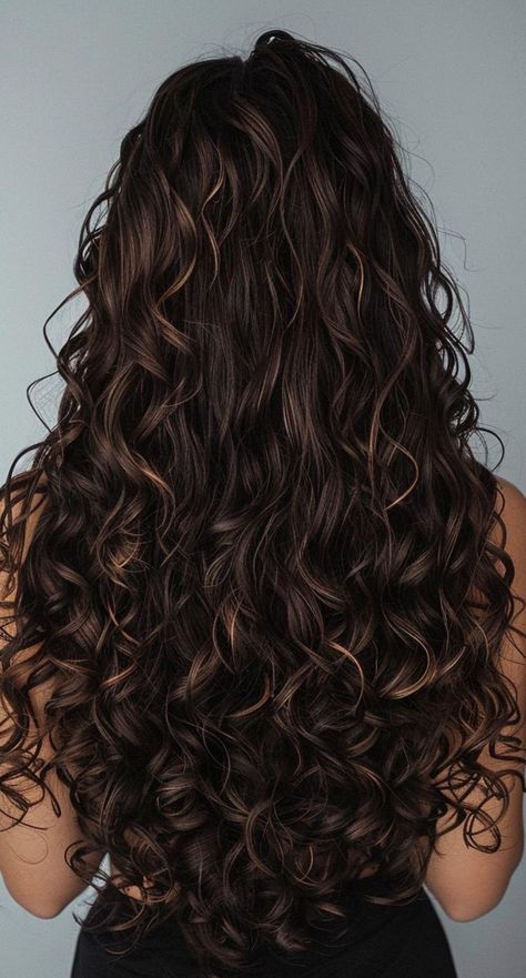 Long Layered Hair For Curly Hair, Long Loose Curly Hair, Long Layers On Curly Hair, Long Permed Hairstyles, Curly Hair Layers Long, Long Curly Hair Naturally, Curly Hair Long Layers, Long Layers Curly Hair, Long Curly Cut