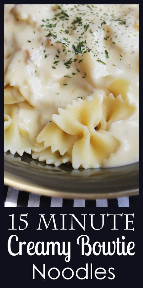 15 Minute Creamy Bowtie Noodles Goes with Crispy Chicken with Italian Sauce and Bowtie Noodles Bowtie Pasta Cream Sauce, Creamy Chicken Bowtie Pasta, Bow Tie Noodle Recipes, Pasta Recipes Bowtie, Recipes With Bow Tie Pasta, Bowtie Pasta Recipes Easy, Farfalle Pasta Recipes, Bow Tie Noodles, Creamy Noodles