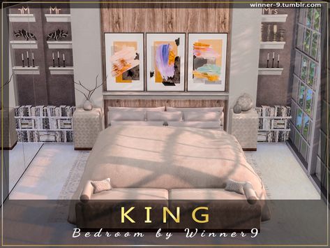 WINNER9 Sims 4 Modern Bed Cc, Sims 4 King Bed, Sims 4 Male Bedroom Cc, Ts4 Apartment, The Sims 4 Resource, Sims 4 Resource, Sims Cc Furniture, Sims4 Furniture, King Size Bedroom