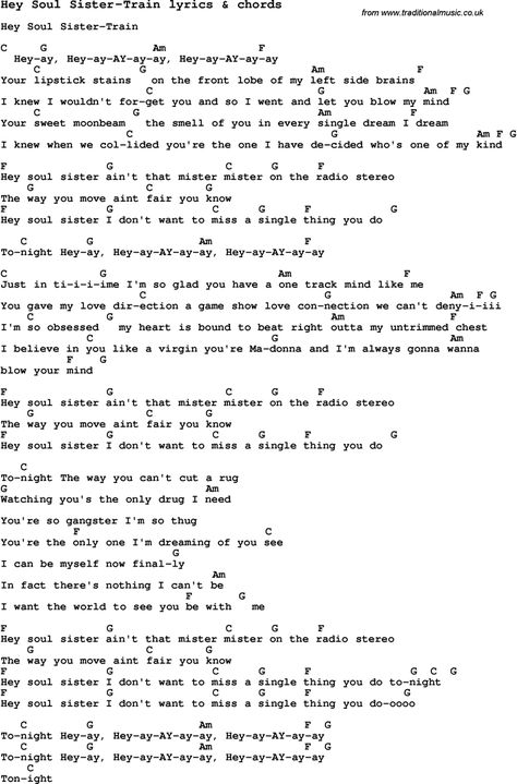 Hey Soul Sister ukulele chords Hey Soul Sister Ukulele, Train Lyrics, Uke Chords, Hey Soul Sister, Love Song Lyrics, Learning Ukulele, Ukulele Chords Songs, Uke Songs, Ukulele Music