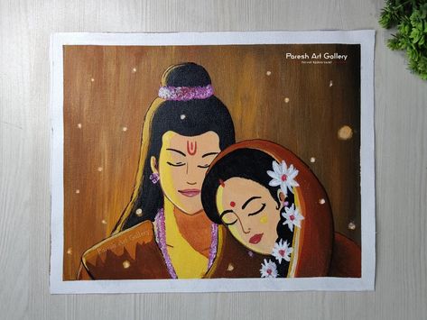 Canvas painting | ram siya painting Ram Ji Abstract Painting, Ram Ji Painting On Canvas, Ram Canvas Painting, Ram Sita Rangoli, Siya Ram Painting, Ram Painting, Sita Rama, Origami Butterfly Easy, Ram Siya