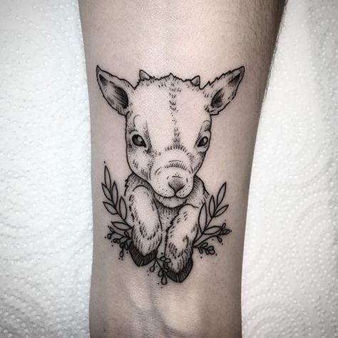 Cute Goat Tattoo, Elephants Tattoo, Tattoo Goat, Goat Tattoo, Lamb Tattoo, Animal Tattoos For Women, Indian Feather Tattoos, Sheep Tattoo, Tattoo Lotus