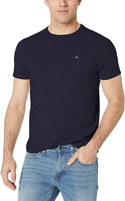 Tommy Hilfiger T Shirt Men, T Shirt With Pocket, Mens Golf Fashion, Tommy Hilfiger Store, Shirt With Pocket, Tommy Hilfiger T Shirt, Mens Essentials, Long Sleeve Plaid, Slim Fit Pants