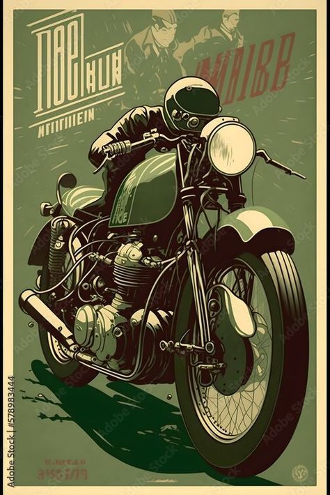 Vintage Motorcycle Art, Motorcycle Ads, Motor Art, Cb 450, Motorbike Art, Transportation Art, Monochrome Illustration, Vintage Motorcycle Posters, Antique Motorcycles