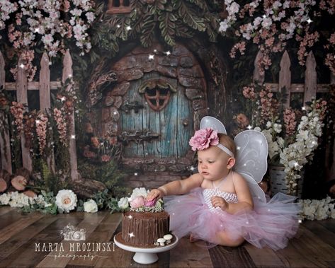 One Year Photo Shoot Ideas, Fairy Cake Smash, Fairy Shoot, Fairy Photoshoot, 1st Birthday Pictures, Fairy Cake, First Year Photos, Birthday Pictures, One Year Old