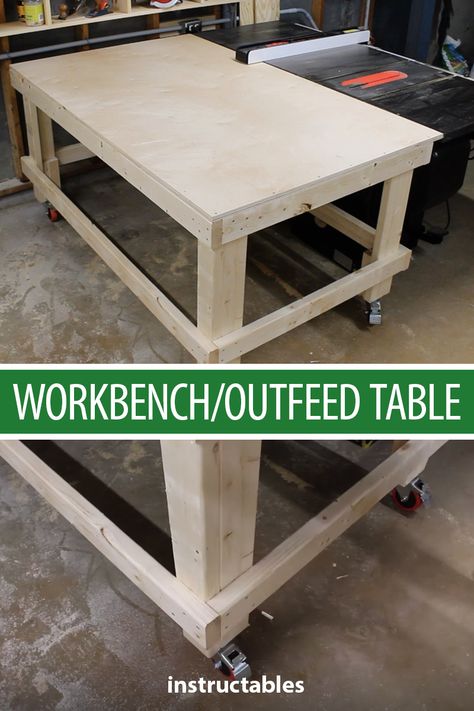 Outfeed Table, Building A Workbench, Woodworking Bench Plans, Workbench Plans, Woodworking Table, Bench Plans, Diy Bench, Diy Holz, Woodworking Bench