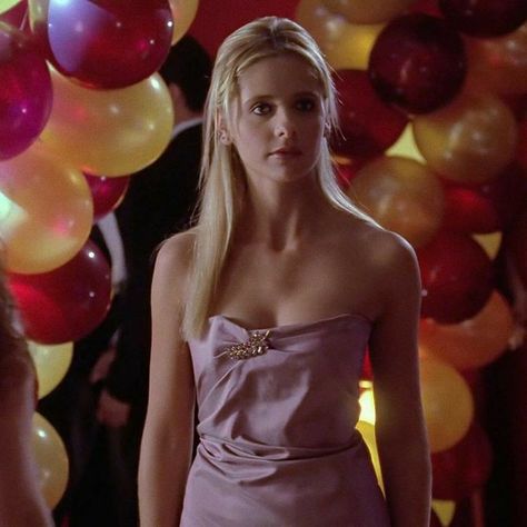 Hot Pink Leopard Print, Buffy Style, Angel Show, Cherry Print Dress, White Evening Gowns, Hot Pink Leopard, Buffy Summers, The Prom, Firefly Serenity